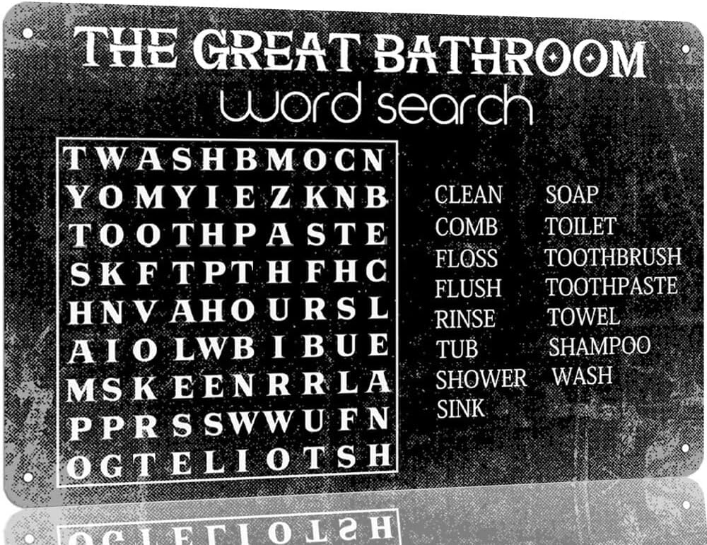 Home Bar Word - Papan Logam Pencarian Kata Kamar Mandi