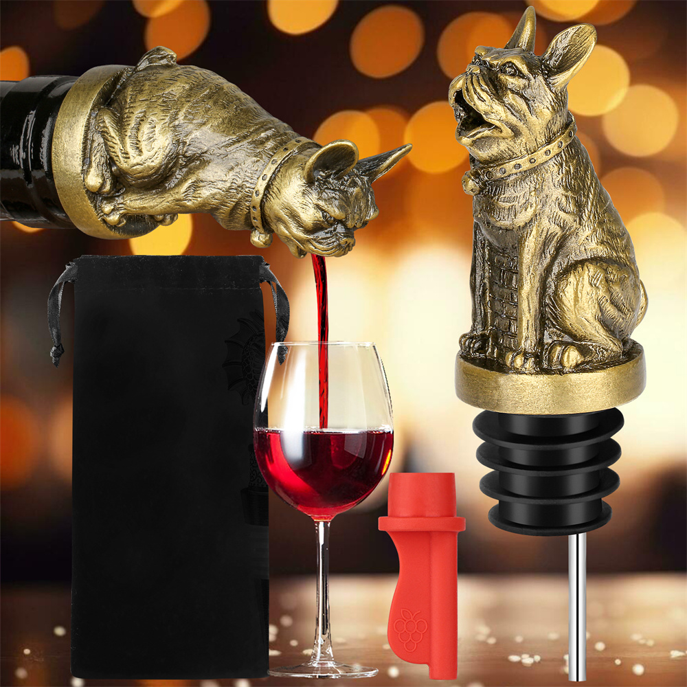 Wine Preservation Pump - Botol anggur Bulldog Perancis lucu penyumbat