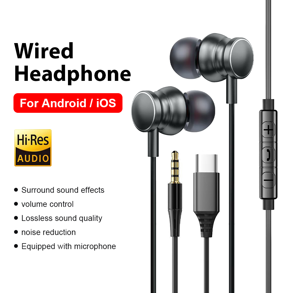 Home Bar Iphone - Headphone Berkabel Tipe C 3.5mm HiFi